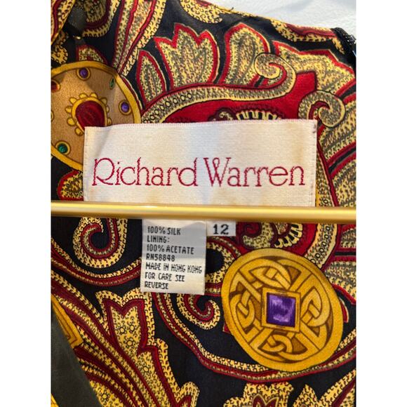 Vintage Richard Warren baroque silk dress 12 faux wrap dress - Picture 4 of 9